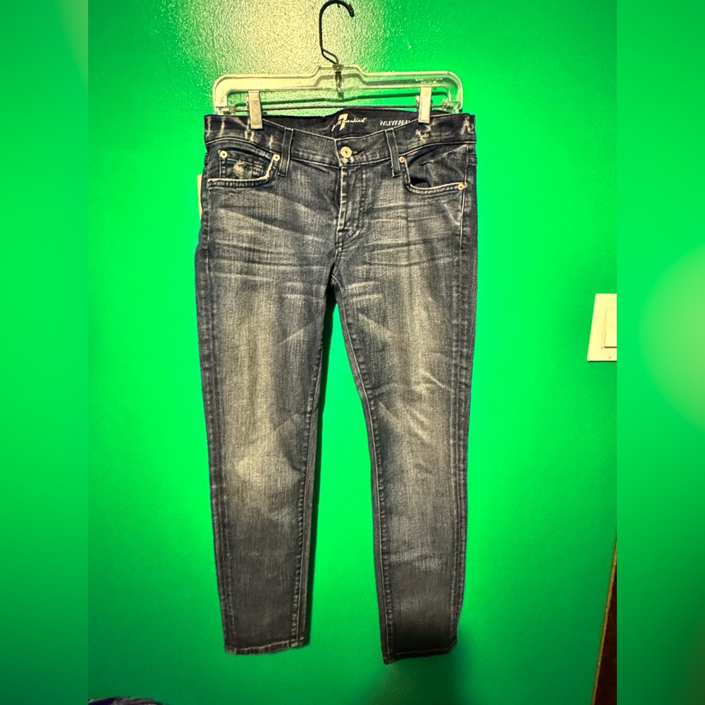 7 For All Mankind Women’s Skinny Jeans - Dark Blue Wash